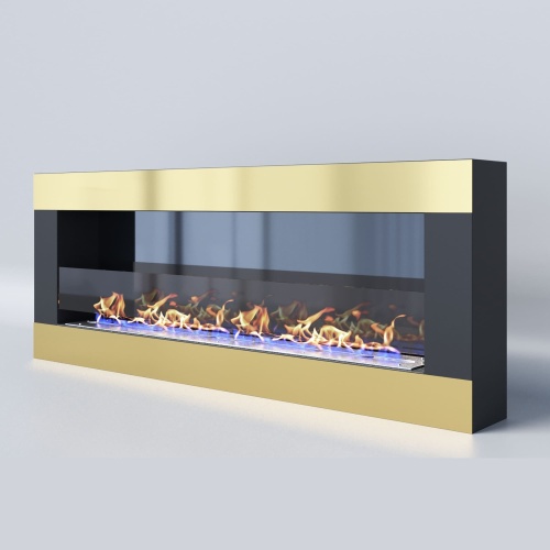 Биокамин "Русский огонь" Голд 1300N настенный с декоративным стеклом (стемалитом)