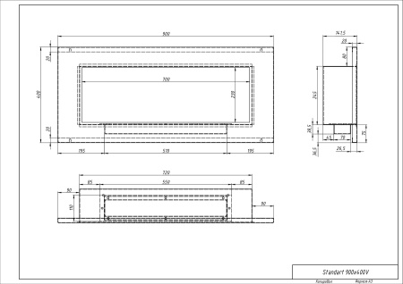 Биокамин "Русский огонь" Барокко 900V встраиваемый с защитным стеклом по цене 38 250 руб.